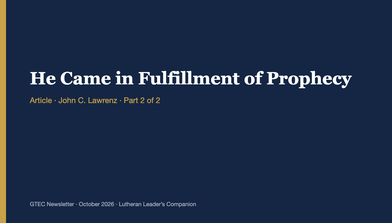 He Came in Fulfillment of Prophecy (Part 2)