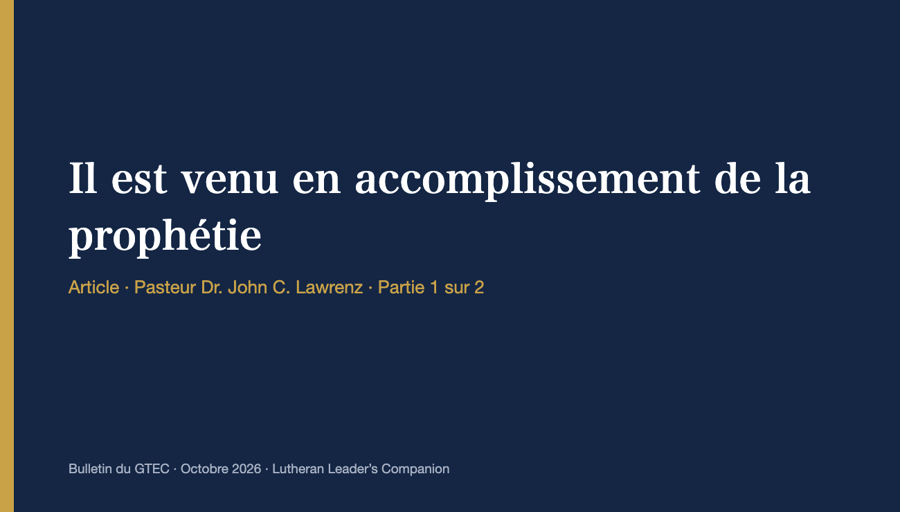 Il est venu en accomplissement de la prophétie (Partie 1)